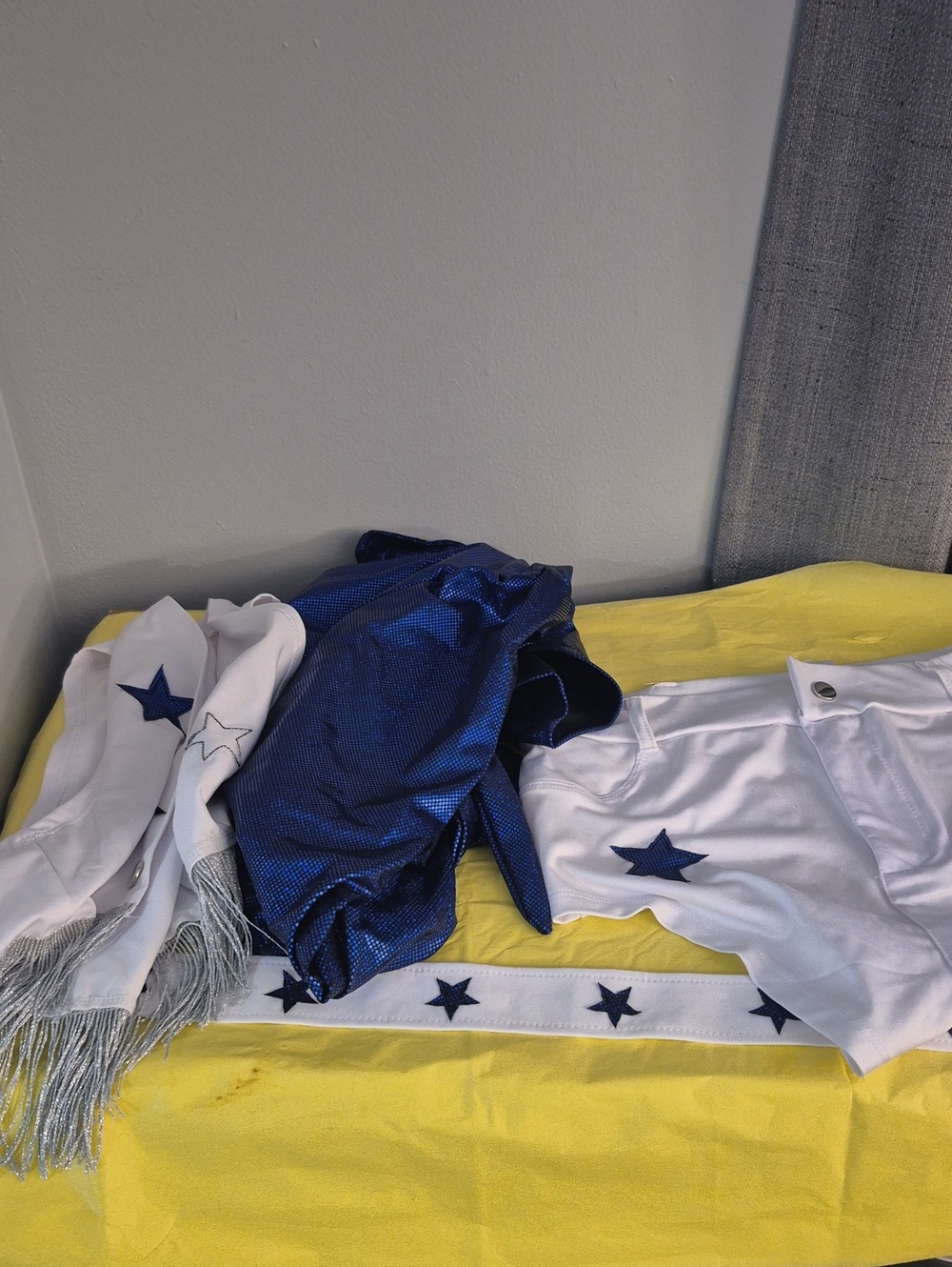 Dallas Cowboy Cheer Leader Blue and White Star Accent Costume Set